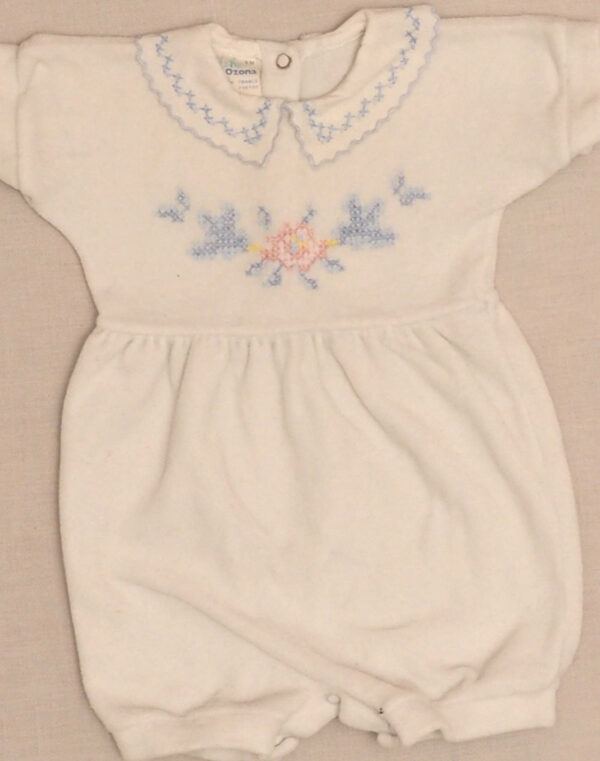 Velvet romper & cross-stitch