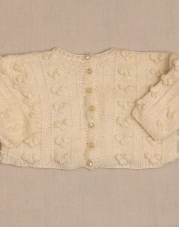 Hand-knitted popcorn-stitch cardigan