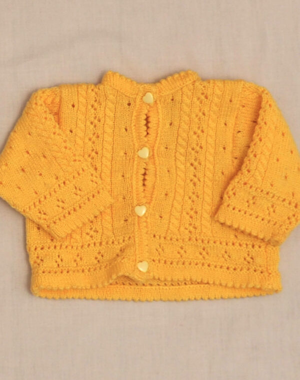 Yellow hand-knitted cardigan