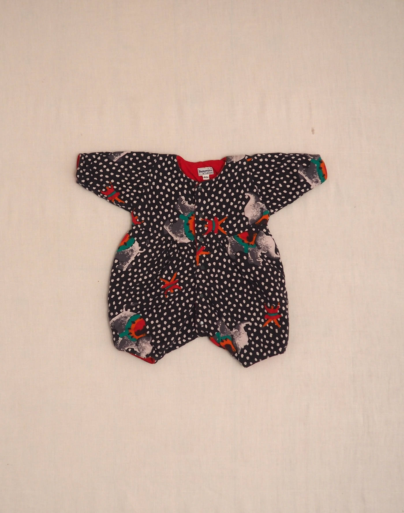 Polka dot & elephant fleece jumpsuit