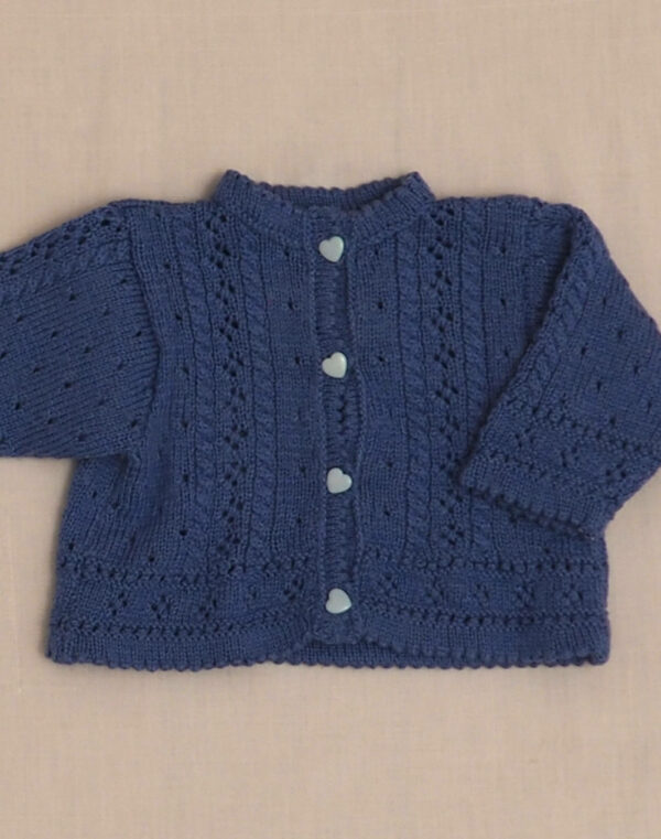 Blue hand-knitted cardigan