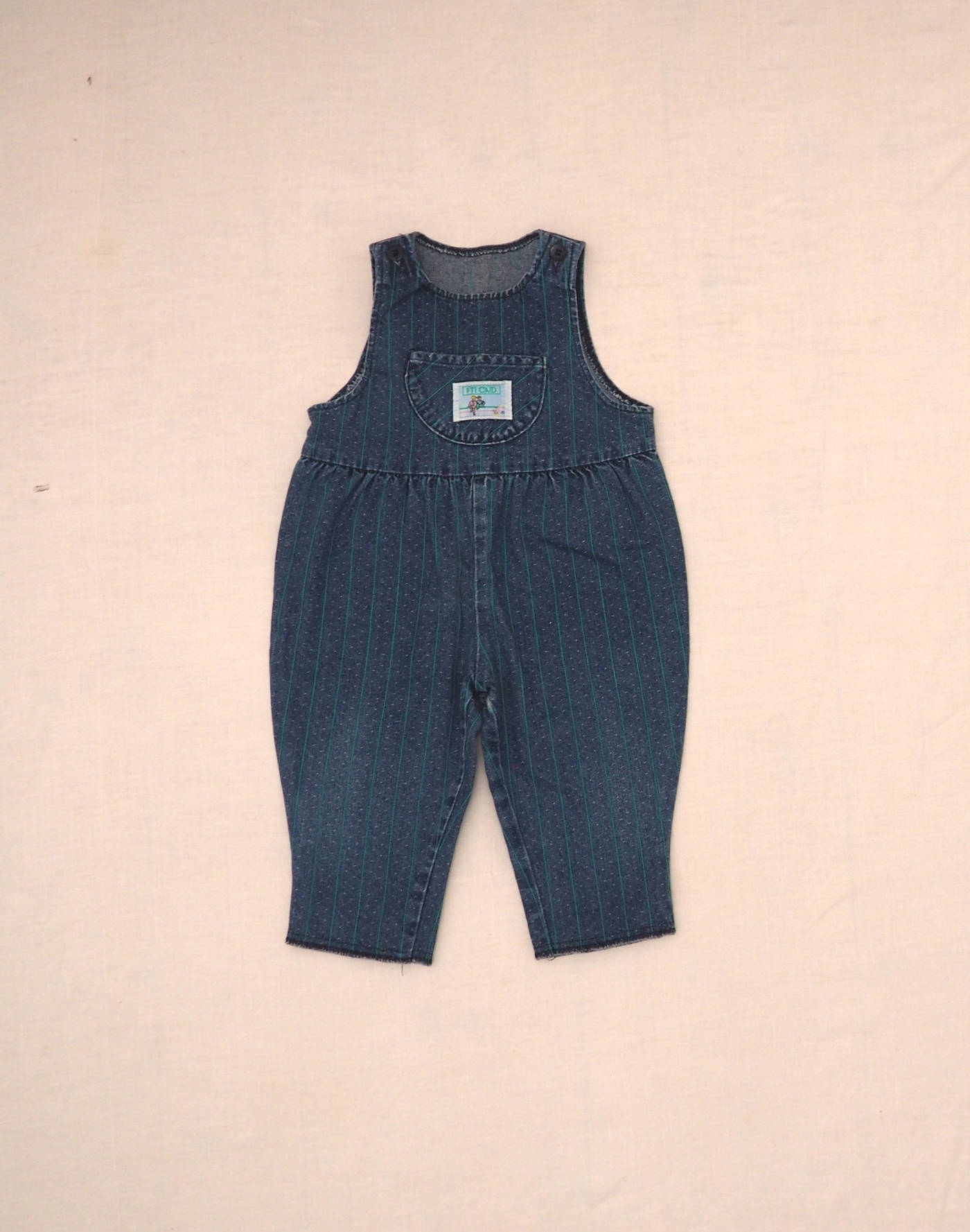 Striped denim overalls