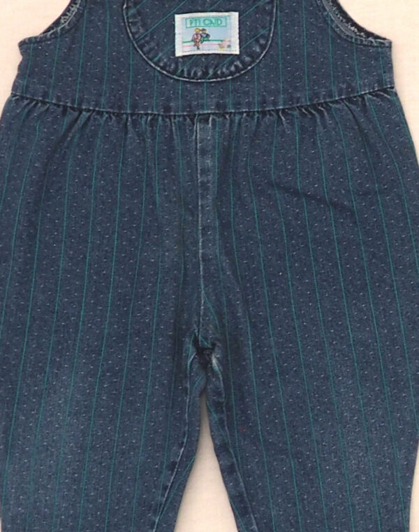Striped denim overalls