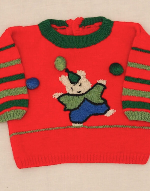 Hand-knitted juggling rabbit sweater