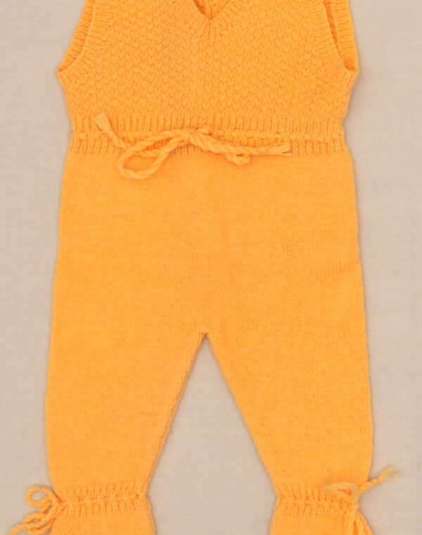 Hand-knitted yellow romper