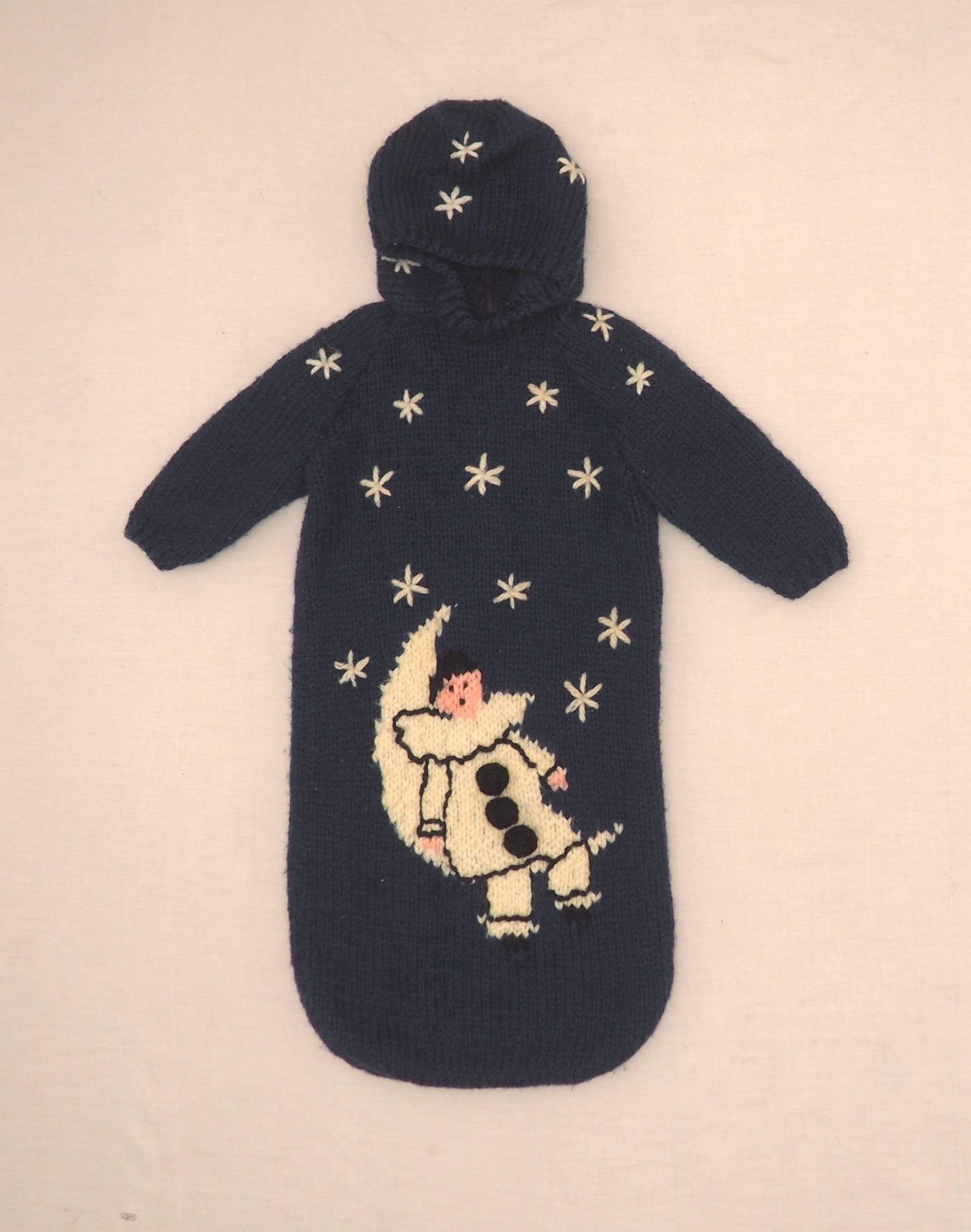 Pierrot hand-knitted sleeping bag