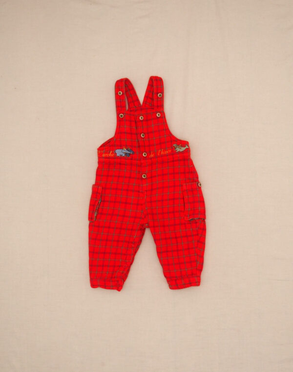 Embroidered checkered overalls