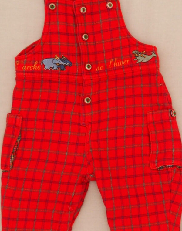 Embroidered checkered overalls