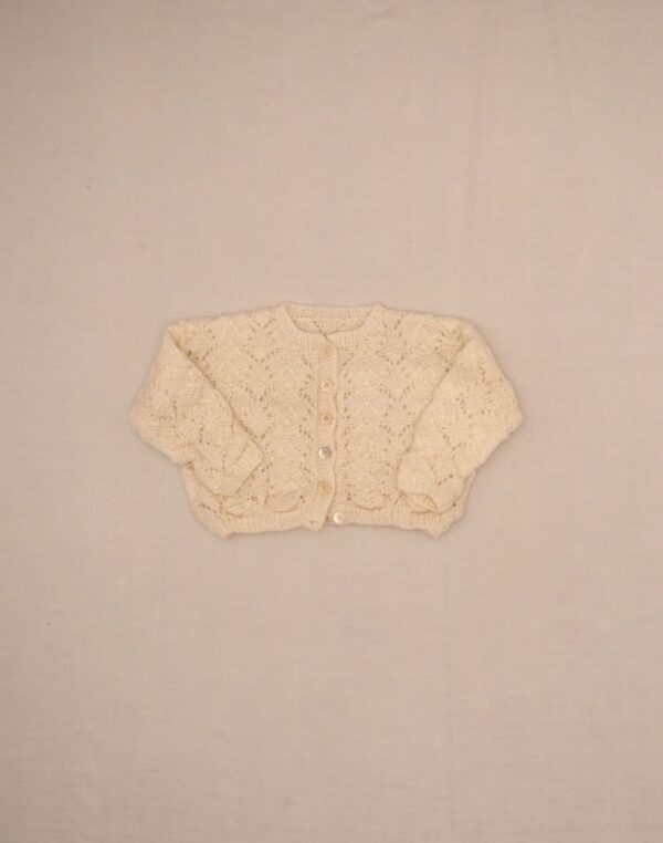 Openwork hand-knit cardigan