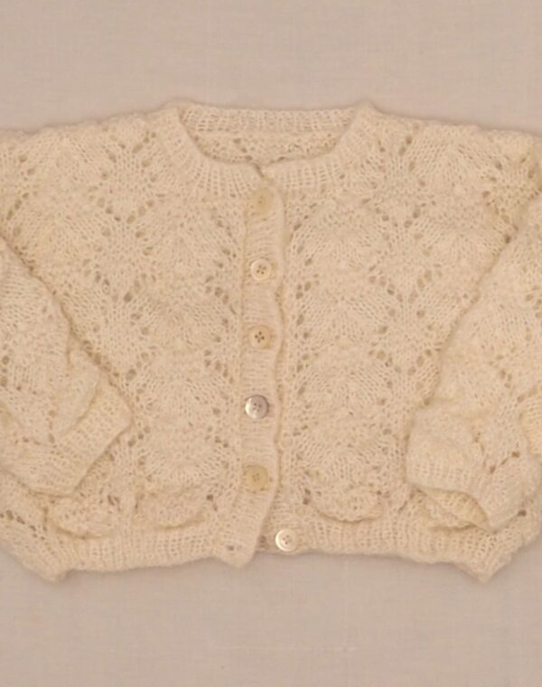 Openwork hand-knit cardigan
