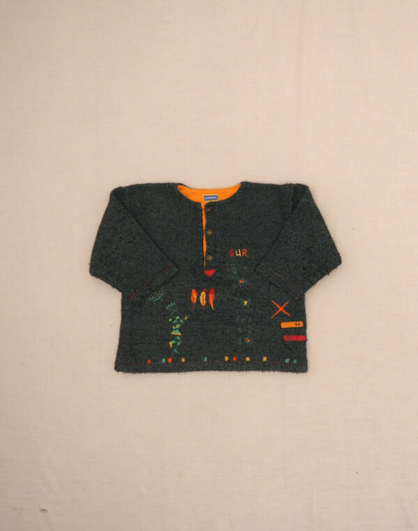 Embroidered bouclette polo shirt
