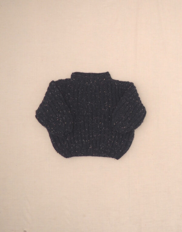 Mottled blue hand-knit sweater
