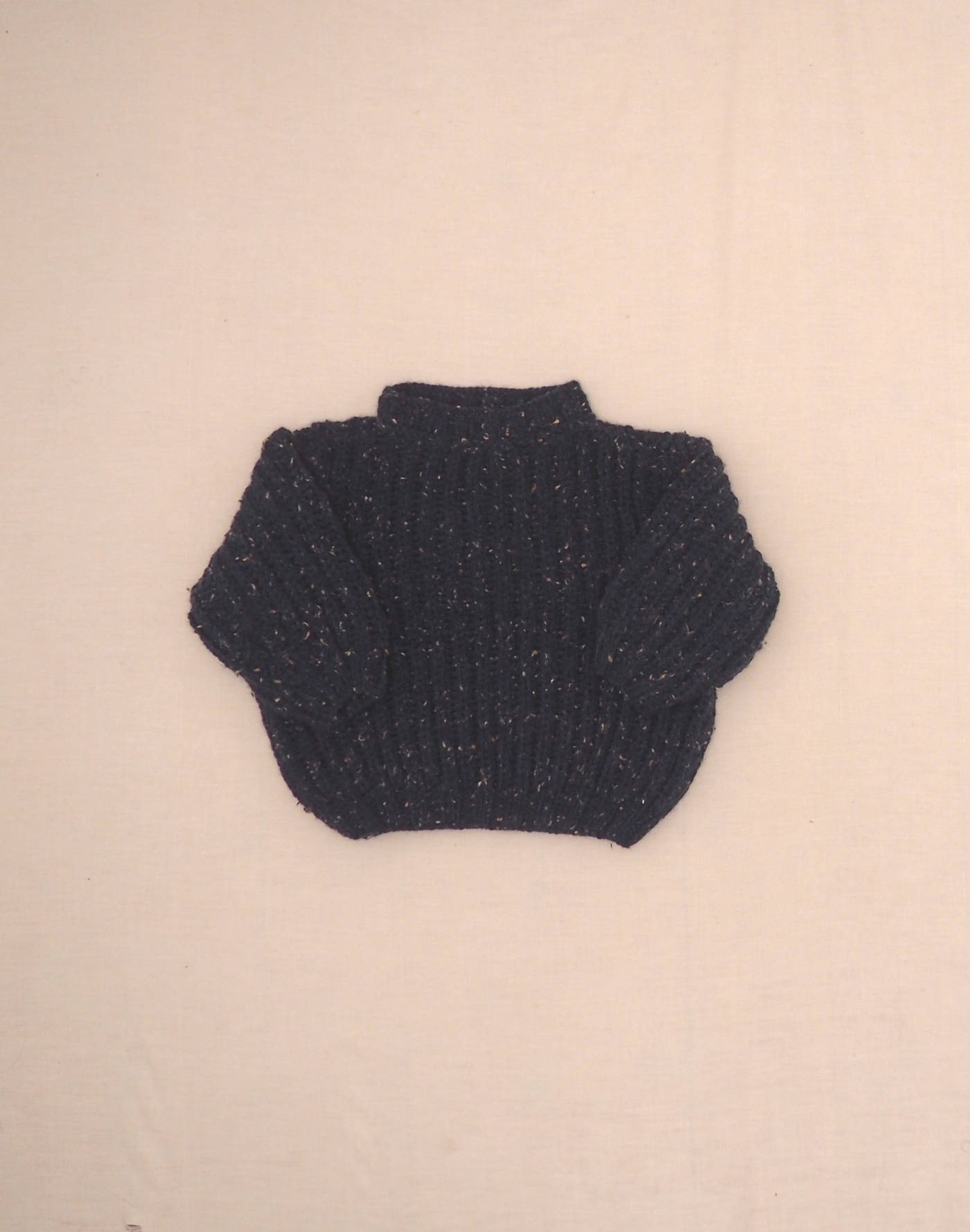 Mottled blue hand-knit sweater