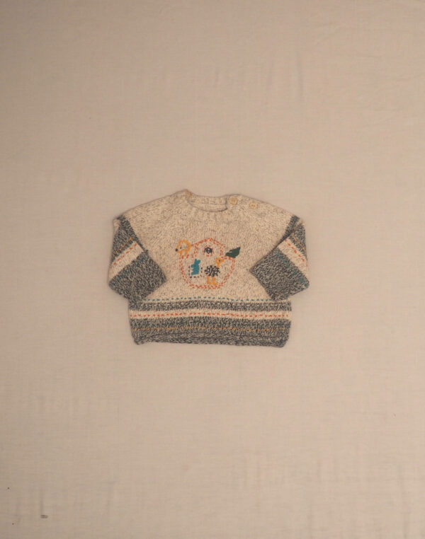 Mottled and embroidered sweater
