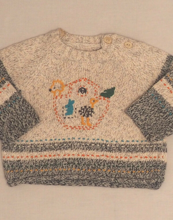 Mottled and embroidered sweater