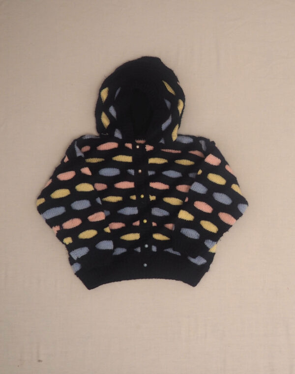 Hand-knitted hooded cardigan