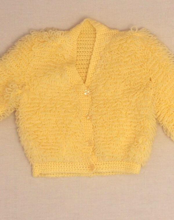 Cardigan bouclettes tricoté main