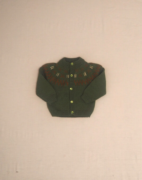 Cardigan jacquard tricoté main