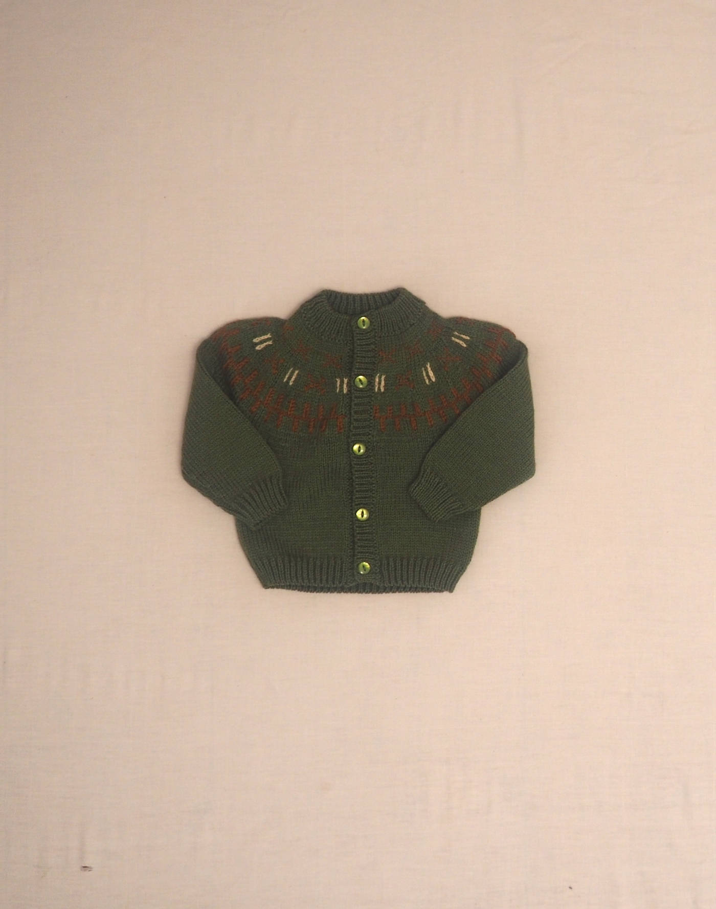 Cardigan jacquard tricoté main