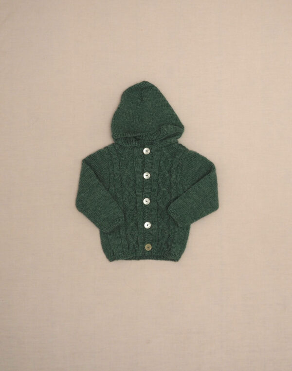 Cardigan à capuche & torsades fait main