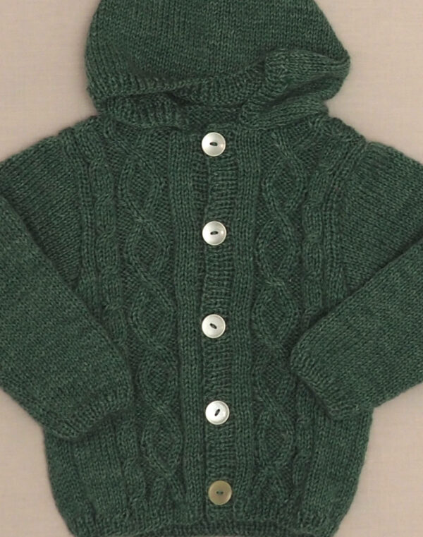 Cardigan à capuche & torsades fait main