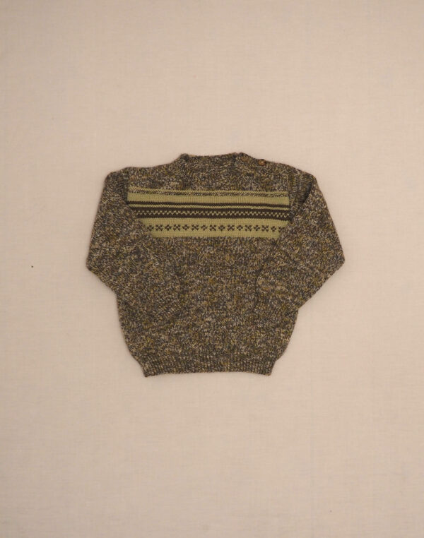 Pull chiné à frise fait main