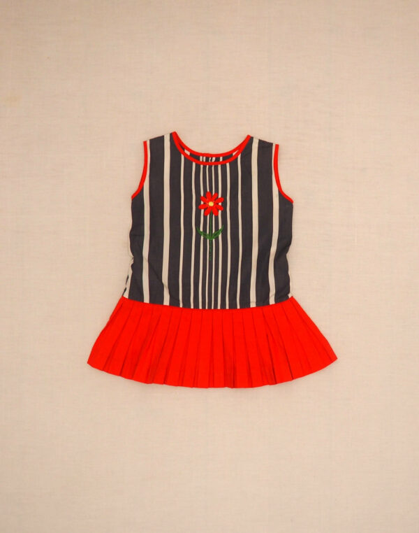 Robe rayée appliqué fleur