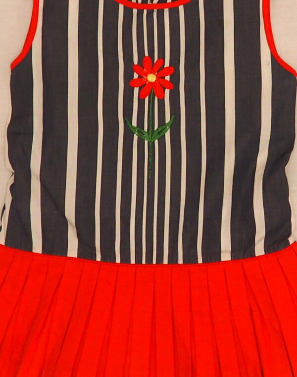 Robe rayée appliqué fleur