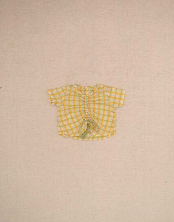 Knotted seersucker blouse