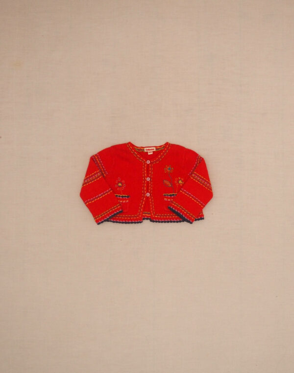 Flower embroidered cardigan