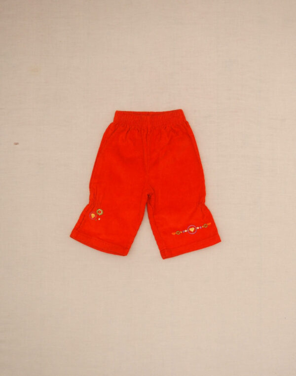 Pantalon velours évasé brodé