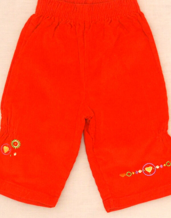 Pantalon velours évasé brodé