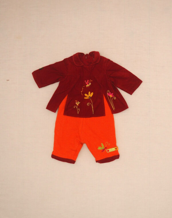 Combinaison velours & jersey brodée