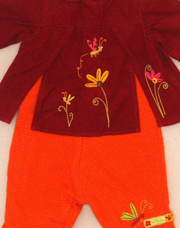 Combinaison velours & jersey brodée