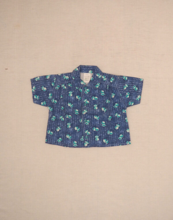 Denim blouse with fruit motif