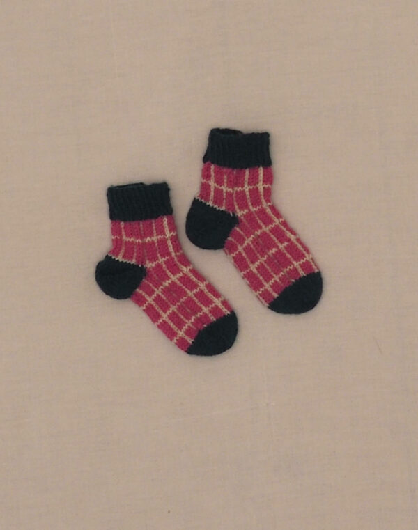 Hand-knitted plaid socks P20