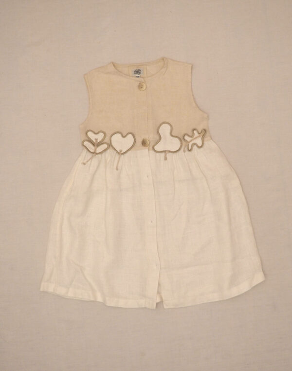 Robe lin & coton à appliqués 6 ans