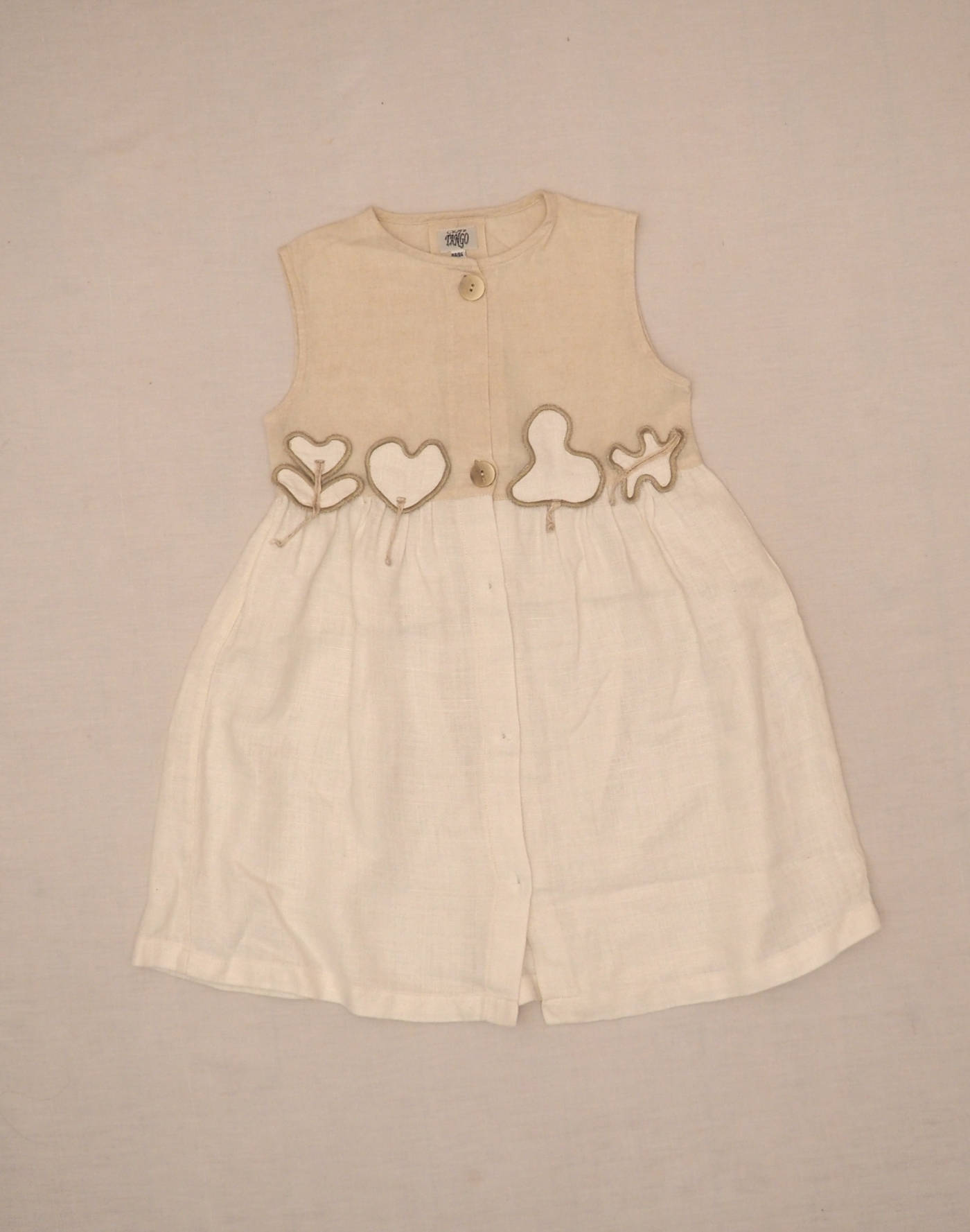 Robe lin & coton à appliqués 6 ans