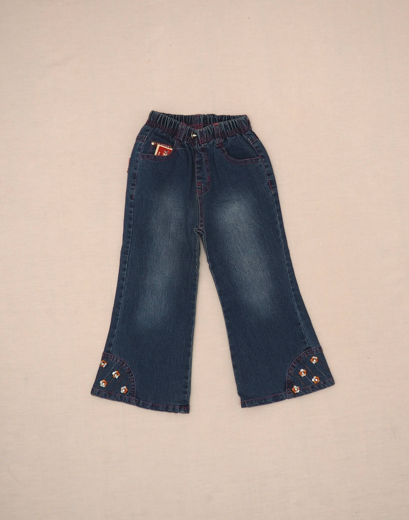 Jean évasé brodé fleurs