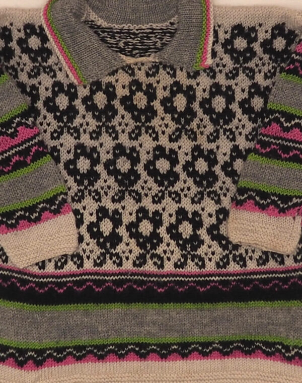 Pull fleurs tricoté main
