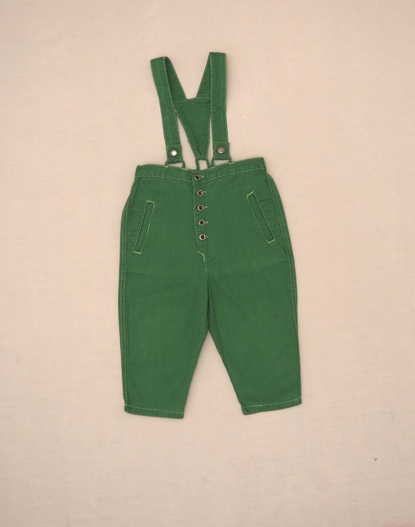 Pantalon à bretelles lin & coton