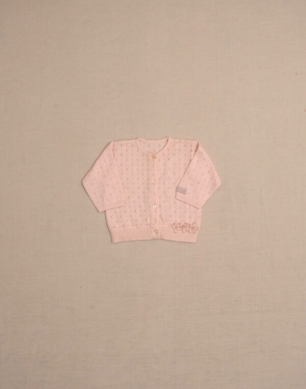 Pink pointelle cardigan