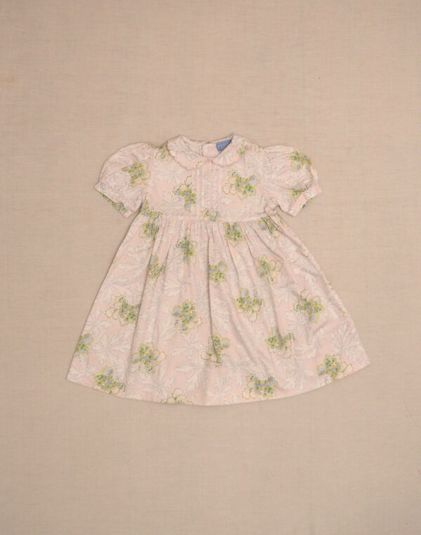 Floral dress with embroidered collar