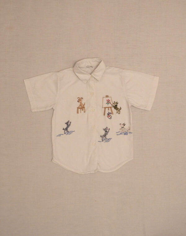 Embroidered artist dog shirt