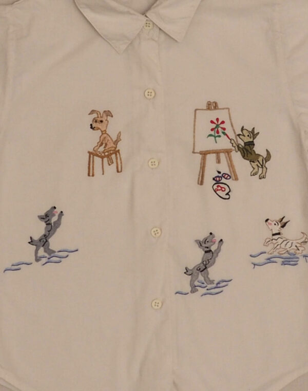 Embroidered artist dog shirt
