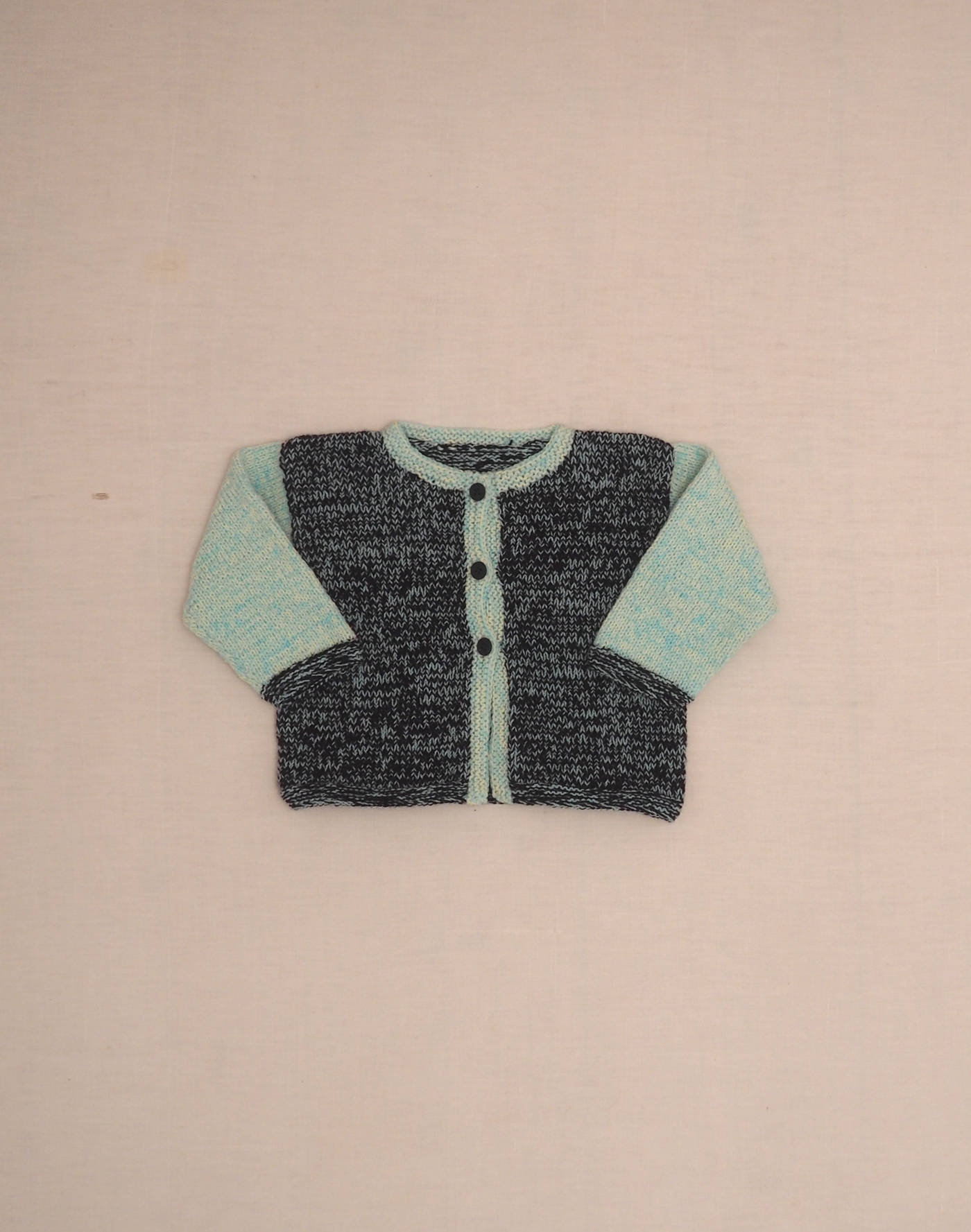 Handmade black & blue mottled cardigan