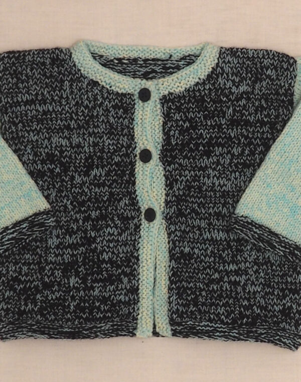 Handmade black & blue mottled cardigan