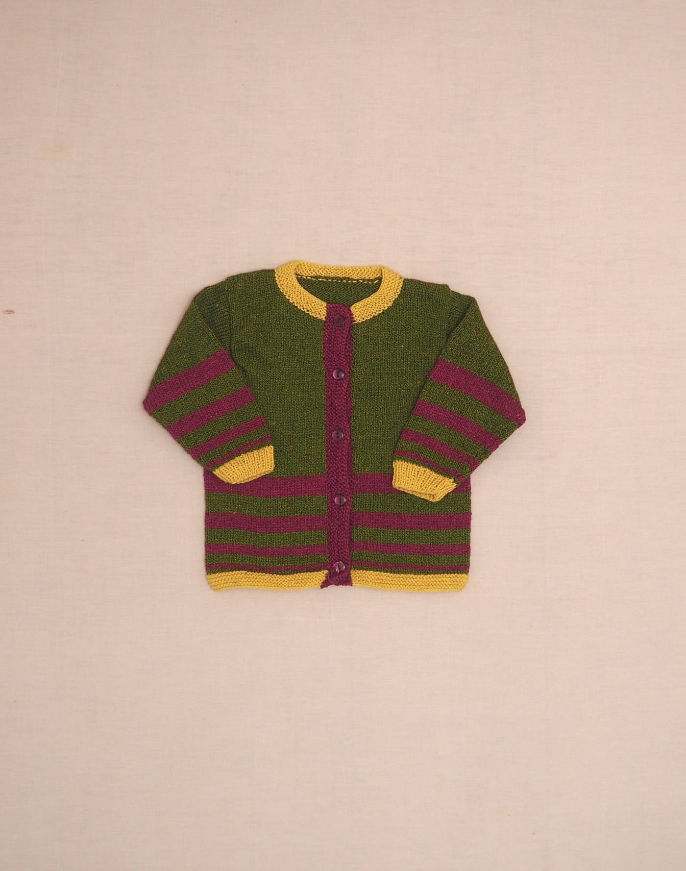 Handmade olive striped cardigan