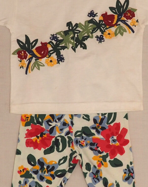 Ensemble T-shirt brodé & legging fleuri