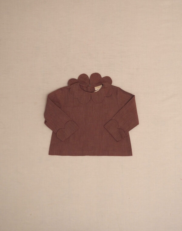 Baghère purple chambray petal-neck blouse